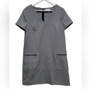 1. State Black and White Patterned Mini Shift Sheath Dress V Neck Women’s Sz 8